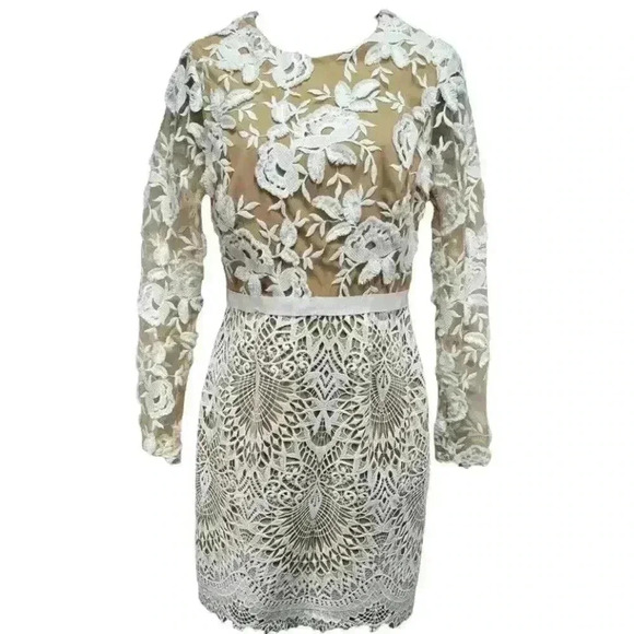 Monique Lhuillier Calypso Lace Cocktail Mini Dress 6 S Long Sleeve Bridal BHLDN - Picture 4 of 10